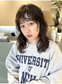 レイヤーカット　顔まわりレイヤー　コテ巻き風パーマ