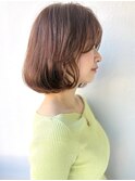 ナチュラルブラウン/内巻きボブ/大人ガーリー/透明感カラーp大宮