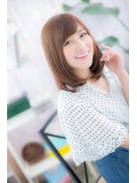 ミック ヘアアンドビューティー 大山店(miq  Hair&Beauty)&nbsp;リッチなツヤ感♪ミルクティーブラウン前下がりミディc1