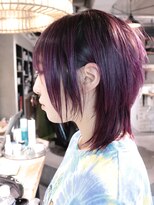 ロリム(RorriM)&nbsp;ウルフカット　グレープカラー　ダブルカラー