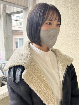 ラミエ バイ メルト 吉祥寺(lamie by melt) "久保田"まとまるボブぱつっと前髪ミニボブオリーブベージュ