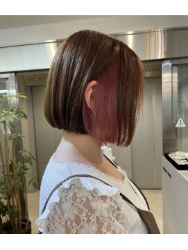 ジエクト カナウ(The Ect canow) ぱつっとボブ◎ピンクインナー/イヤリングカラー/大人ガーリー