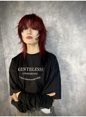 ミディアムヘアハイライトバレイヤージュボブウルフショート