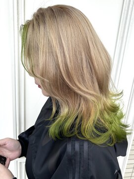 シャルティア 岩国(SHALLTIA) ハイトーン/裾カラー/デザインカラー/シアーベージュ/グリーン