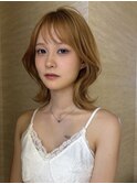 ミディアムレイヤー顔まわりレイヤー韓国くびれヘア