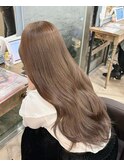 * ブリーチなしダブルカラーで明るめミルクティーベージュ *