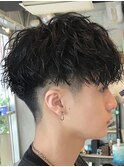 ツイストスパイラルパーマメンズパーママッシュウルフフェード