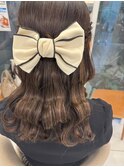 編み込みハーフアップ
