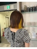 切りっぱなしボブでインナーカラー