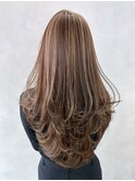 ロング顔周りレイヤーくびれヘア美髪韓国ヘア_ba551712