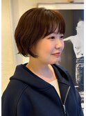 前髪ありニュアンスパーマボブ 緩めパーマボブ