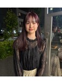 ロングスタイル／暖色カラー／カシスレッド／チェリーレッド