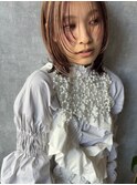 アンブレラカラー・ベージュカラー・デザインカラー・裾ピンク