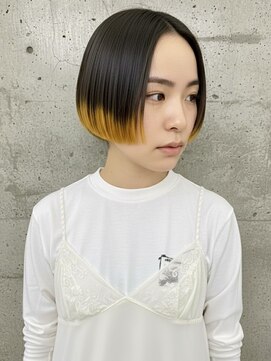 ドロシー(dorothy) ミニボブ リップラインボブ 毛先ブリーチ イエロー