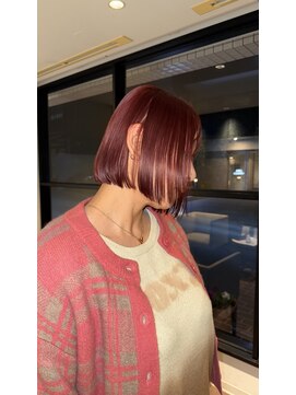 ボルドーボブ→レイヤーカット→ハイトーンベージュ★