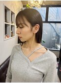透明感ベージュ/骨格補正ボブ/ダブルカラー