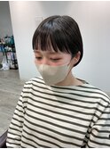 大人可愛い20代30代40代黒髪前下がりショートボブ丸みショート◎