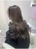 髪質改善×韓国オリーブグレージュブリーチなしダブルカラーf