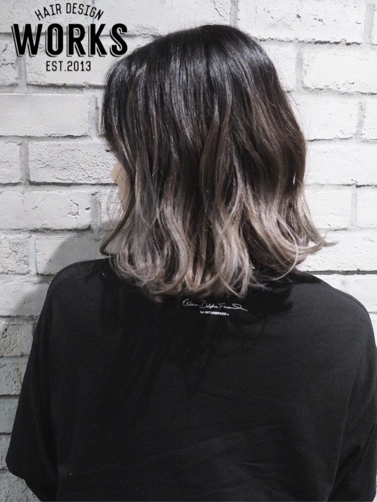 外国人風バレイヤージュカラー ボブヘアー：L011466102｜ワークス ヘア