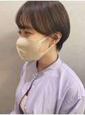 大人丸みショートボブ/ラベージュ/グレージュカラー◎30代40代