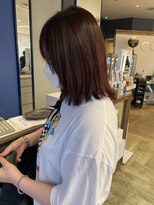 コワファースト 大分(COIFF1RST) レッドカラー×切りっぱなしミディ