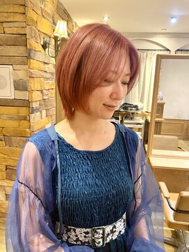 アロマ ヘアー ルーム 新宿3号店(AROMA hair room) 小顔カラー☆オレンジピンク☆ケアブリーチ☆ダブルカラー☆