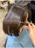 髪質改善縮毛矯正レイヤーカット顔周り前髪韓国ミニウルフ