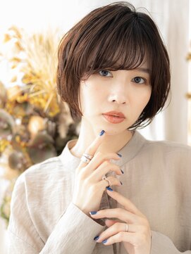 カバーヘア イヴ 戸頭店(COVER HAIR EVE) 斜めバング前下がり小顔ショートボブパーマh4戸頭20代30代40代