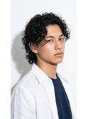 心斎橋メンズ◎束感強スパイラルパーマメンズミディアムウルフ