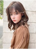 松宮錦糸町ヨシンモリココアベージュ前髪パーマミディアムウルフ