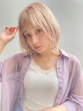 ロンドプランタン 恵比寿(Lond Printemps) 【 Lond佐野】大人外ハネミディアム ブリーチカラー グレージュ