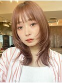 顔まわりウルフレイヤー チョコレートブラウン 表参道20代30代