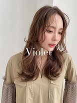 バイオレット 表参道店(Violet)&nbsp;小顔レイヤーウェーブロングレイヤーカットブラウンベージュ
