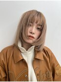 ブロンドベージュ顔まわりレイヤーボブローレイヤー艶感髪質改善