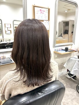 ヘアアンドメイク 心座(hair&make) 髪質改善で叶える艶ブラウンミディアムレイヤー
