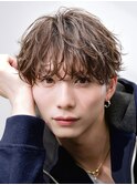 ツーブロックナチュラルダウンパーマシースルーマッシュ
