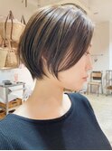 ショートボブ切りっぱなしボブ顔周りカット前髪カットボブパーマ