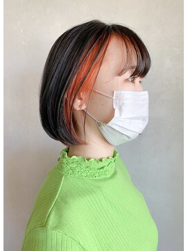 ベルビアンカ(Belle BIANCA) Belle BIANCA インナーカラーオレンジ/丸みボブ by マツモト