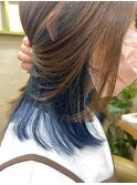 【コトノハ】青髪インナーカラーブルーサファイア寒色系カラー