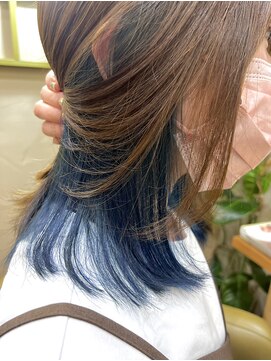 ヘアカフェ コトノハ(hair cafe Kotonoha) 【コトノハ】青髪インナーカラーブルーサファイアネビージュ