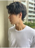 大人シンプル黒髪/マッシュパーマ/ツーブロック