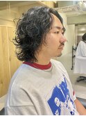 20代30代メンズスパイラルパーマワイルドオシャレ感アッシュ