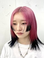 クク(QUQU)&nbsp;ピンク　デザインカラー　毛先ブラック