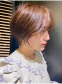 横浜20代30代40代立体感ショートヘア×透明感ダブルカラー