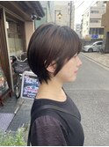 レイヤーカット/ウェットヘア/オリーブベージュ/デザインカラー