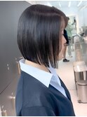 【横浜】小顔ネビージュ黒髪秋色透明感カラーワンレンボブルフ