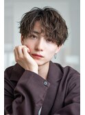 韓国ヘアニュアンスコンマバングセンターパートフェザーパーマ