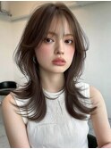 ロングレイヤー/前髪あり/くびれロング/韓国ヘア