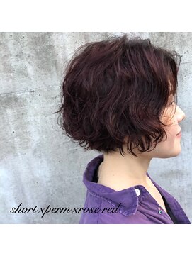 アンルーク ヘア(+1 unluke hair) [+1unluke]2025-SS/short×perm×rose red