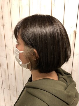 アンプリュス リアン(1+ Unplus lien) シルバー大人ボブインナーカラー/小顔/オリーブカラー